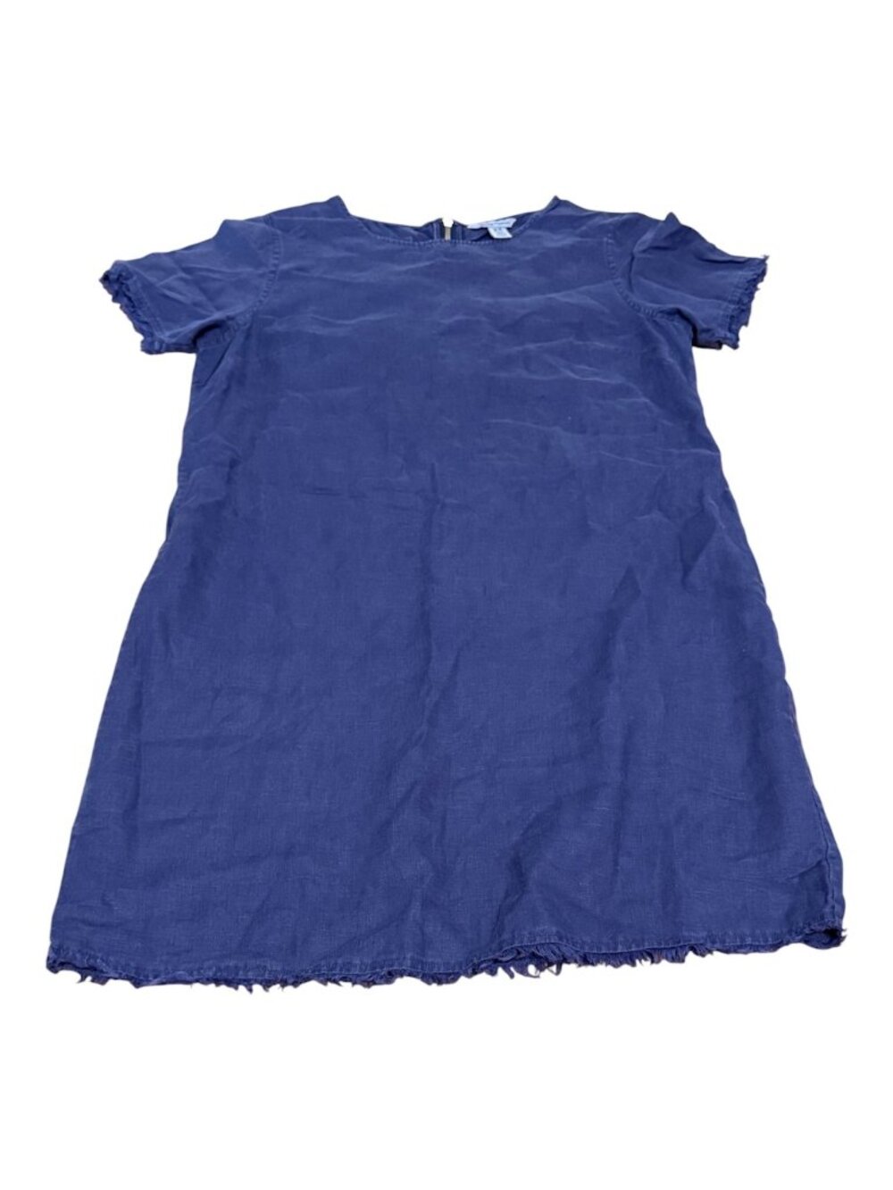 Tommy Bahama Two Palms Linen T Shirt Dress Navy Blue Medium Raw Edges Hem Resort